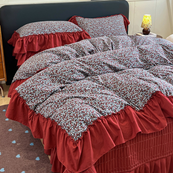 91家纺网 家纺一手货源 找家纺 尚美 2026新款法式复古大花边仿棉床盖四件套 花絮