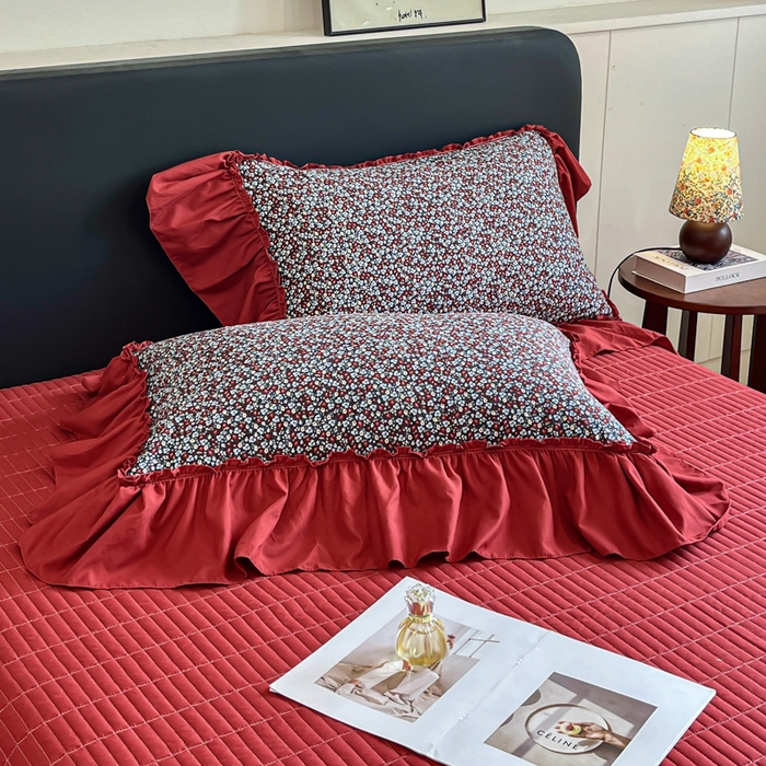 91家纺网 家纺一手货源 找家纺 尚美 2026新款法式复古大花边仿棉床盖四件套 花絮