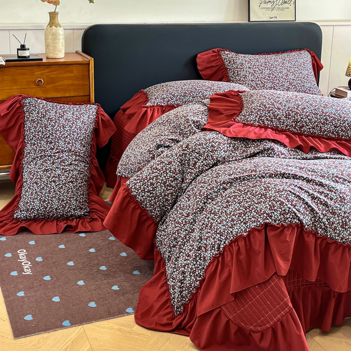 91家纺网 家纺一手货源 找家纺 尚美 2026新款法式复古大花边仿棉床盖四件套 花絮