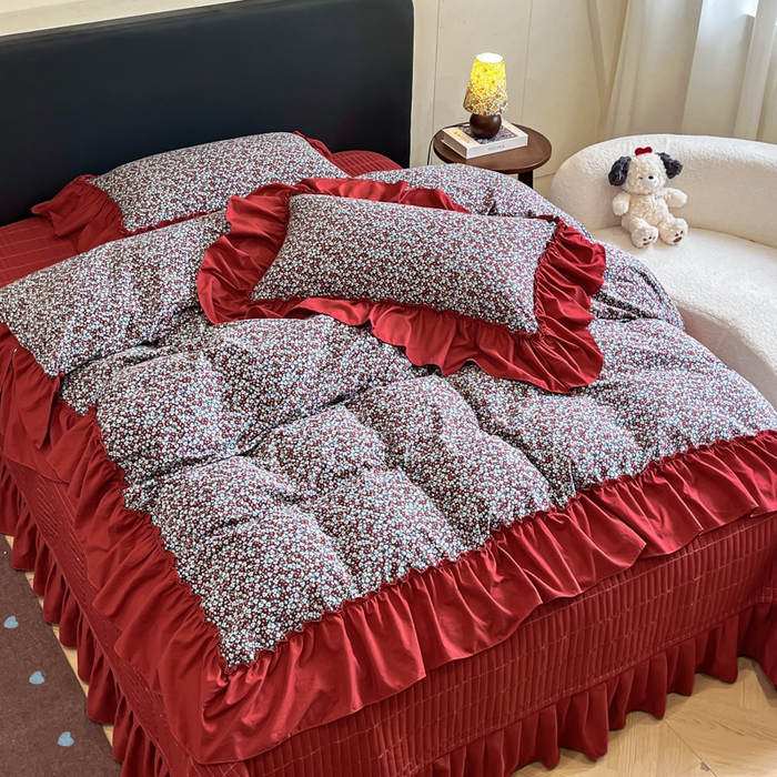 91家纺网 家纺一手货源 找家纺 尚美 2026新款法式复古大花边仿棉床盖四件套 花絮