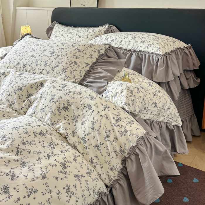 91家纺网 家纺一手货源 找家纺 尚美 2026新款法式复古大花边仿棉床盖四件套 精彩绝伦