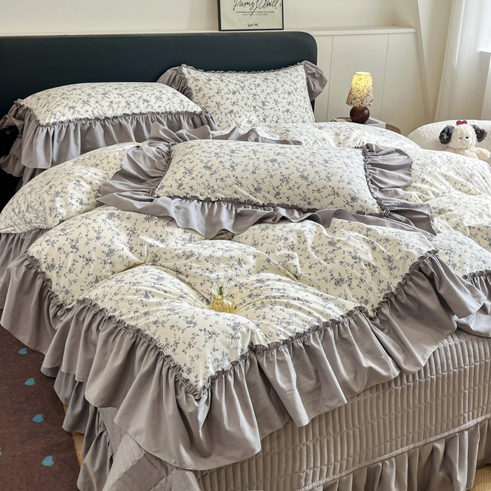 91家纺网 家纺一手货源 找家纺 尚美 2026新款法式复古大花边仿棉床盖四件套 精彩绝伦