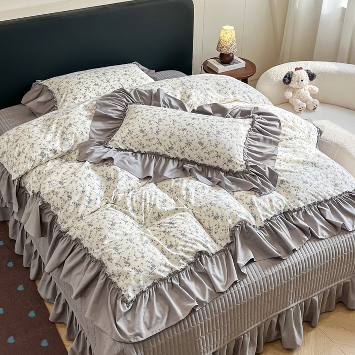 91家纺网 家纺一手货源 找家纺 尚美 2026新款法式复古大花边仿棉床盖四件套 精彩绝伦