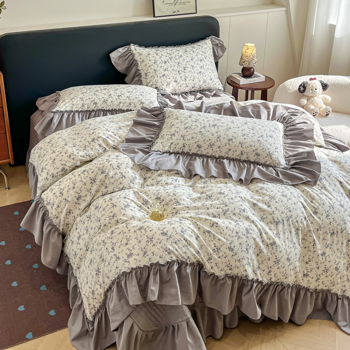 91家纺网 家纺一手货源 找家纺 尚美 2026新款法式复古大花边仿棉床盖四件套 精彩绝伦