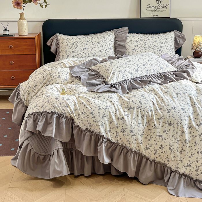 91家纺网 家纺一手货源 找家纺 尚美 2026新款法式复古大花边仿棉床盖四件套 精彩绝伦