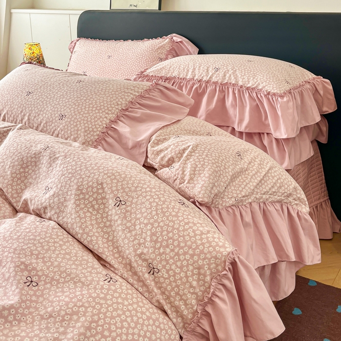 91家纺网 家纺一手货源 找家纺 尚美 2026新款法式复古大花边仿棉床盖四件套 恋恋情