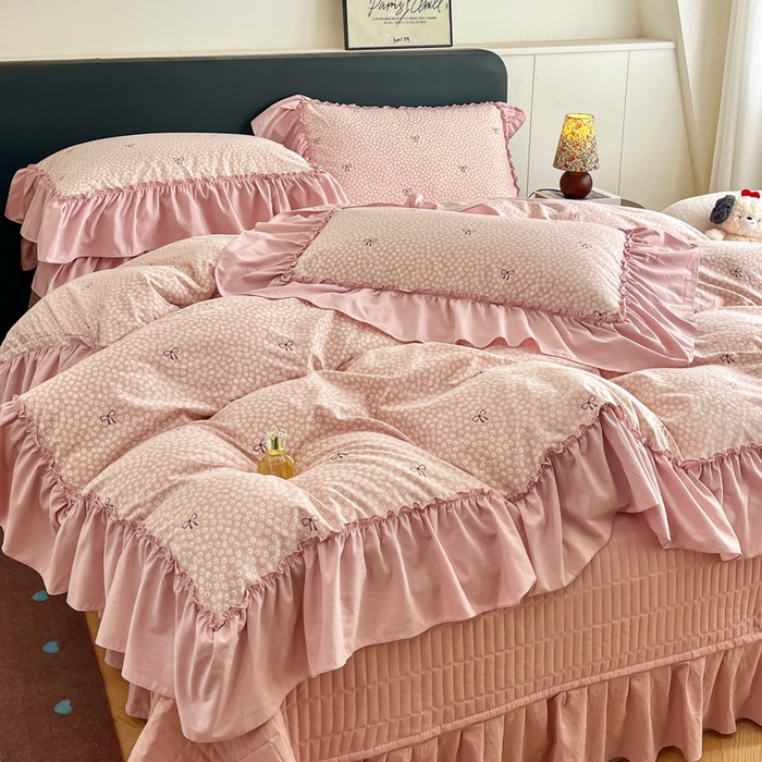 91家纺网 家纺一手货源 找家纺 尚美 2026新款法式复古大花边仿棉床盖四件套 恋恋情