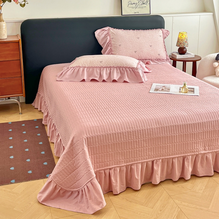 91家纺网 家纺一手货源 找家纺 尚美 2026新款法式复古大花边仿棉床盖四件套 恋恋情