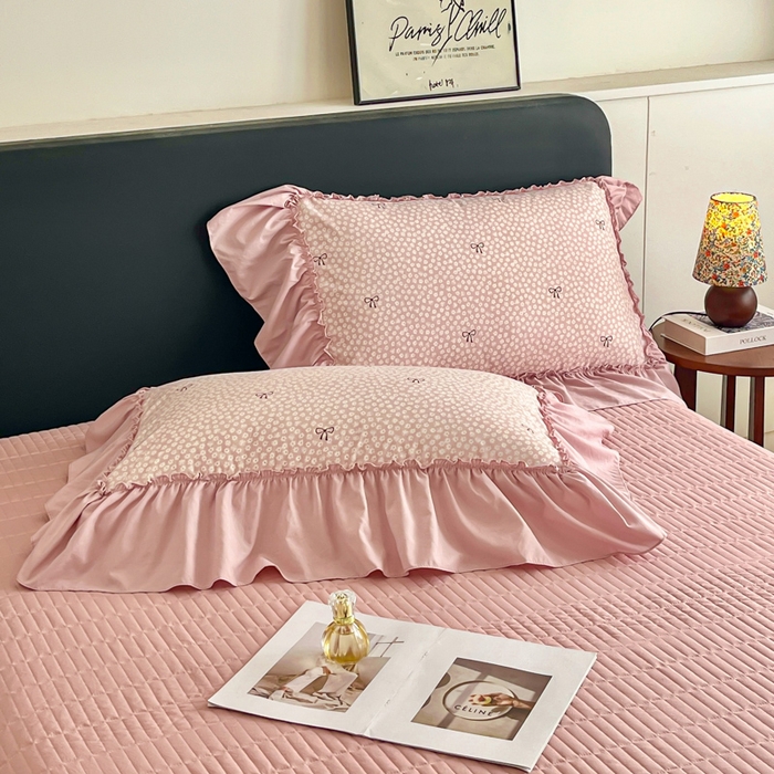 91家纺网 家纺一手货源 找家纺 尚美 2026新款法式复古大花边仿棉床盖四件套 恋恋情