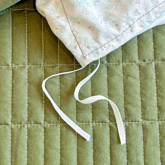 91家纺网 家纺一手货源 找家纺 尚美 2026新款法式复古大花边仿棉床盖四件套 萌萌兔绿