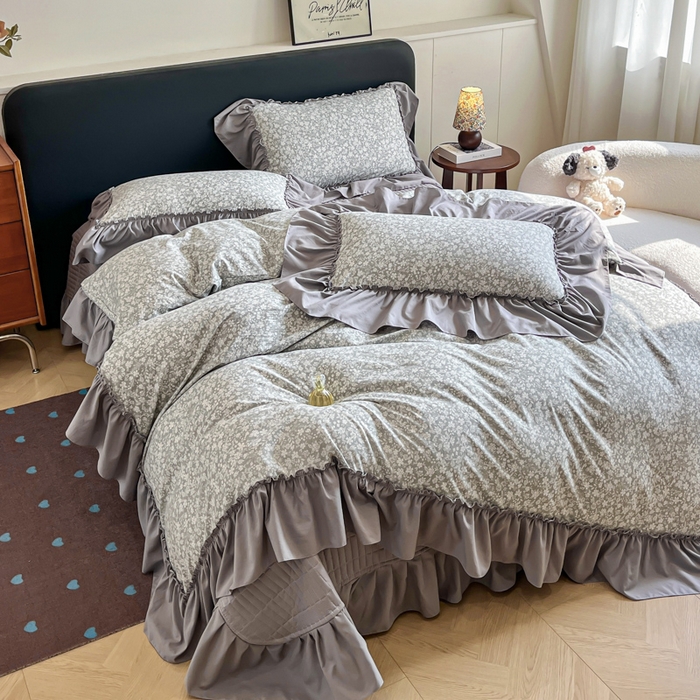 91家纺网 家纺一手货源 找家纺 尚美 2026新款法式复古大花边仿棉床盖四件套 梦境