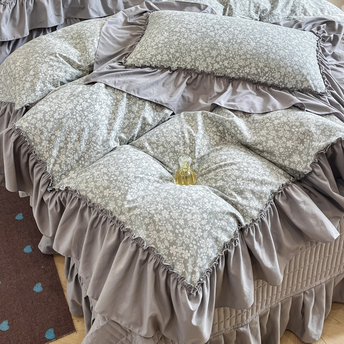 91家纺网 家纺一手货源 找家纺 尚美 2026新款法式复古大花边仿棉床盖四件套 梦境