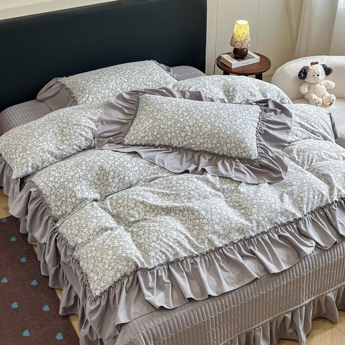 91家纺网 家纺一手货源 找家纺 尚美 2026新款法式复古大花边仿棉床盖四件套 梦境