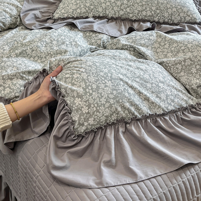 91家纺网 家纺一手货源 找家纺 尚美 2026新款法式复古大花边仿棉床盖四件套 梦境