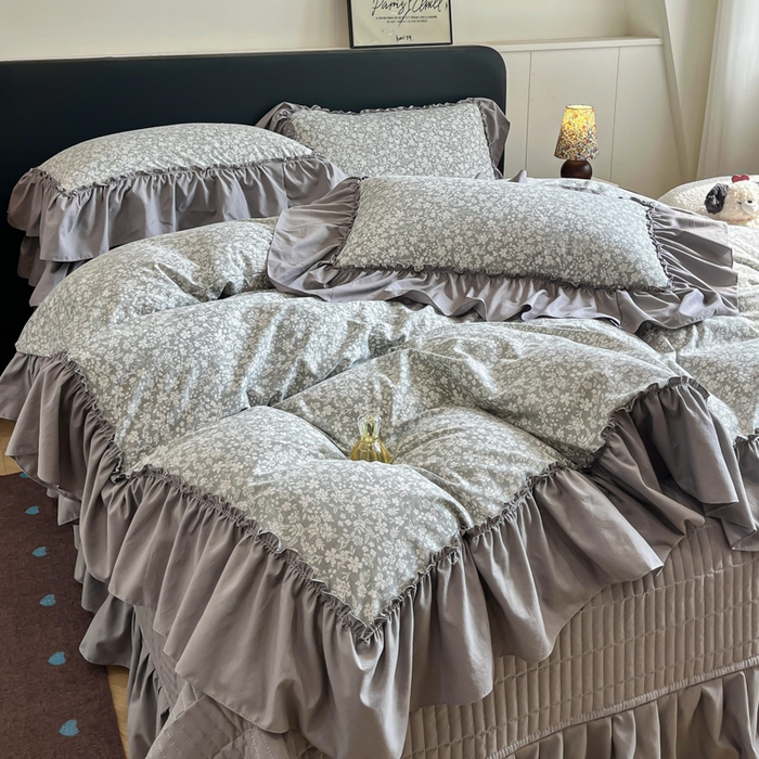 91家纺网 家纺一手货源 找家纺 尚美 2026新款法式复古大花边仿棉床盖四件套 梦境