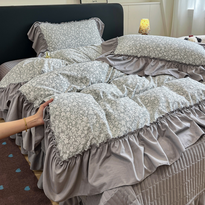 91家纺网 家纺一手货源 找家纺 尚美 2026新款法式复古大花边仿棉床盖四件套 梦境