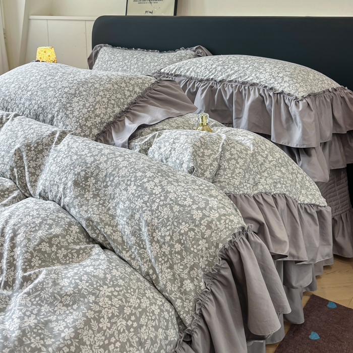 91家纺网 家纺一手货源 找家纺 尚美 2026新款法式复古大花边仿棉床盖四件套 梦境