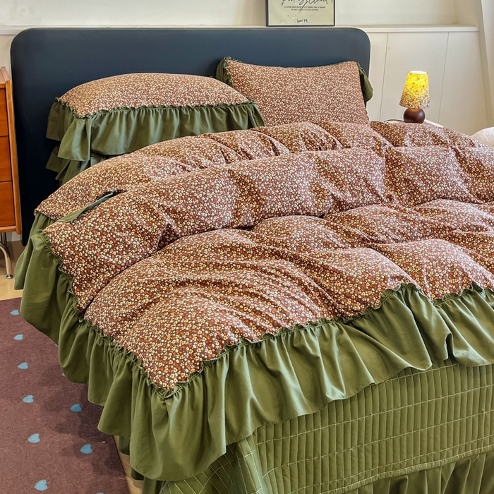 91家纺网 家纺一手货源 找家纺 尚美 2026新款法式复古大花边仿棉床盖四件套 明媚