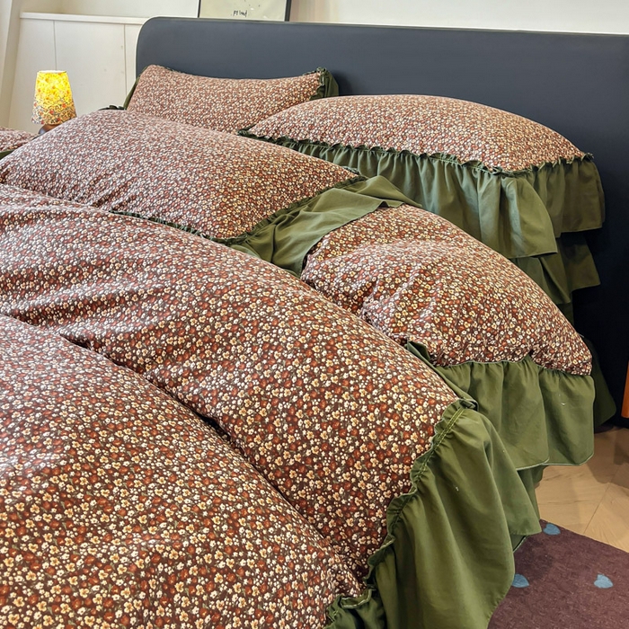 91家纺网 家纺一手货源 找家纺 尚美 2026新款法式复古大花边仿棉床盖四件套 明媚