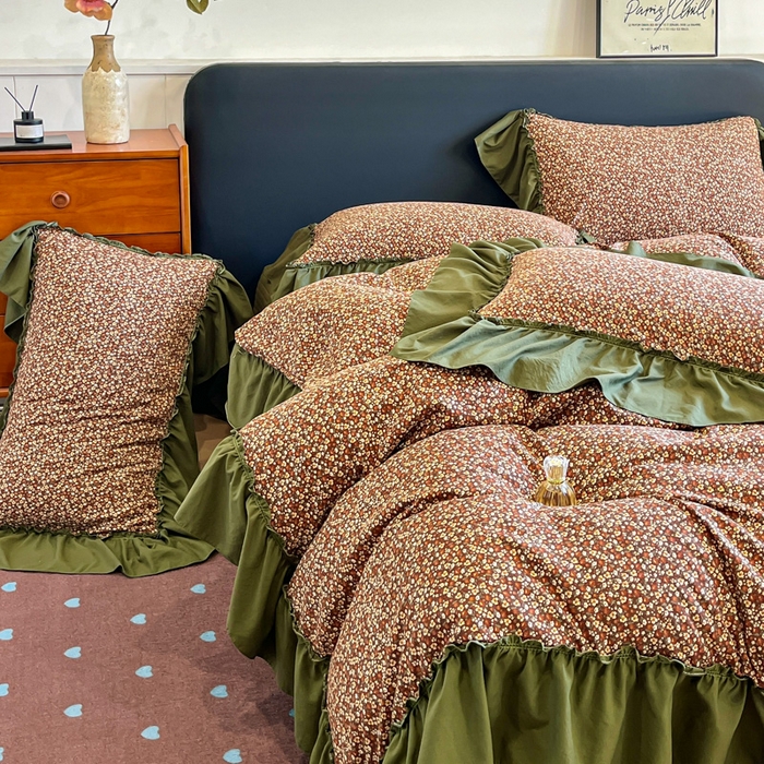 91家纺网 家纺一手货源 找家纺 尚美 2026新款法式复古大花边仿棉床盖四件套 明媚