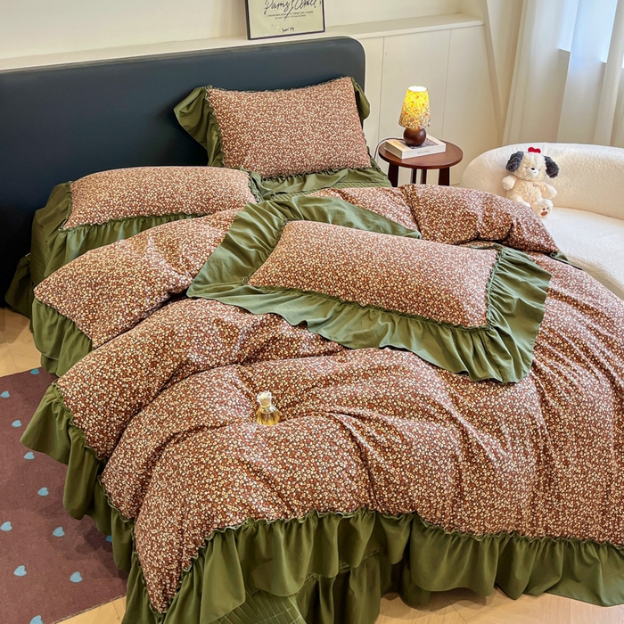 91家纺网 家纺一手货源 找家纺 尚美 2026新款法式复古大花边仿棉床盖四件套 明媚