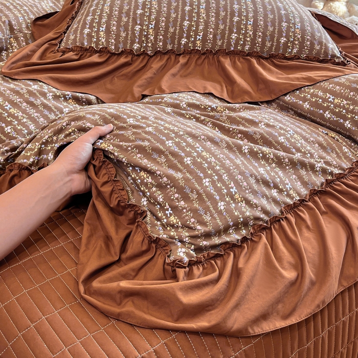 91家纺网 家纺一手货源 找家纺 尚美 2026新款法式复古大花边仿棉床盖四件套 田园牧歌