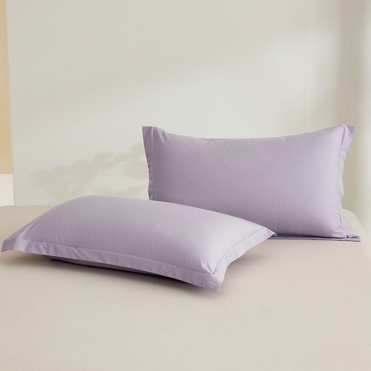 91家纺网 家纺一手货源 找家纺 元元家居（元元被业） 2026新款全棉纯棉13372套件及单品【纯色款】-单枕套枕套单件 罗兰紫