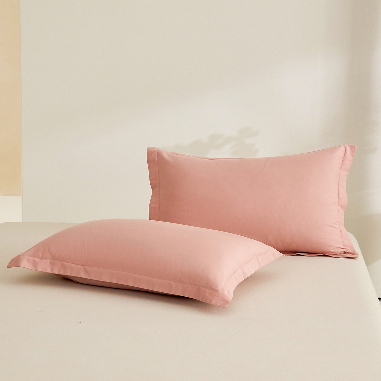 元元家居（元元被业） 2026新款全棉纯棉13372套件及单品【纯色款】-单枕套枕套单件 炫彩粉