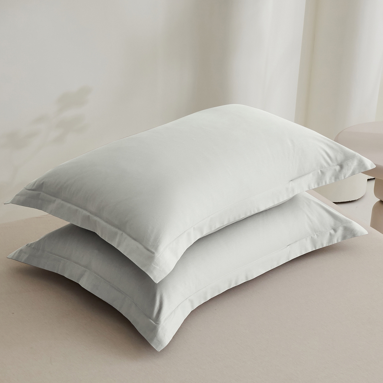 91家纺网 家纺一手货源 找家纺 元元家居（元元被业） 2026新款全棉纯棉13372套件及单品【纯色款】-单枕套枕套单件 雅灰