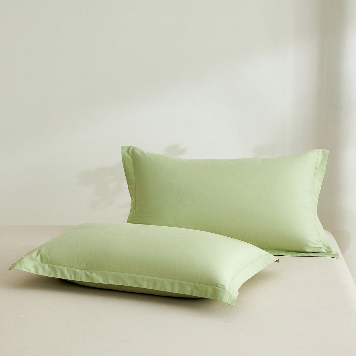 元元家居（元元被业） 2026新款全棉纯棉13372套件及单品【纯色款】-单枕套枕套单件 麦田绿