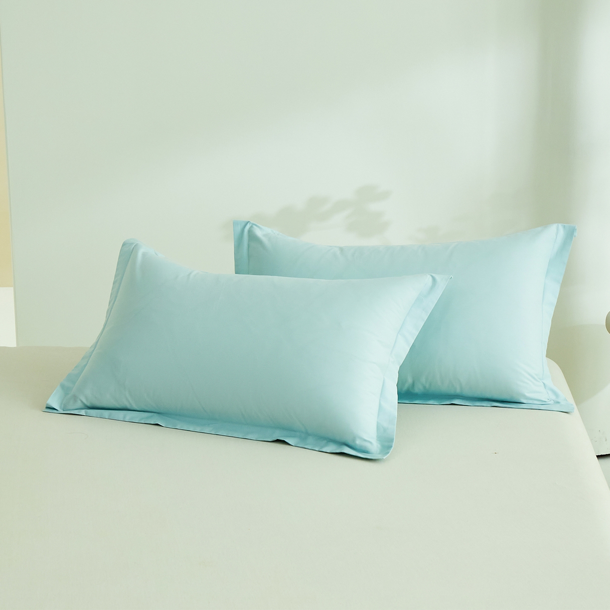 91家纺网 家纺一手货源 找家纺 元元家居（元元被业） 2026新款全棉纯棉13372套件及单品【纯色款】-单枕套枕套单件 天梦蓝