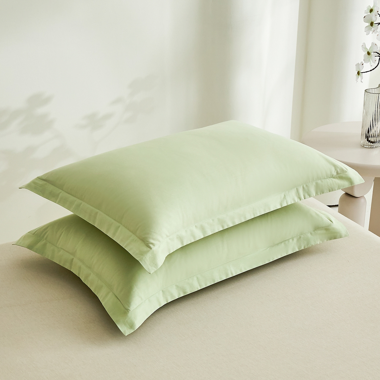 91家纺网 家纺一手货源 找家纺 元元家居（元元被业） 2026新款全棉纯棉13372套件及单品【纯色款】-单枕套枕套单件 麦田绿