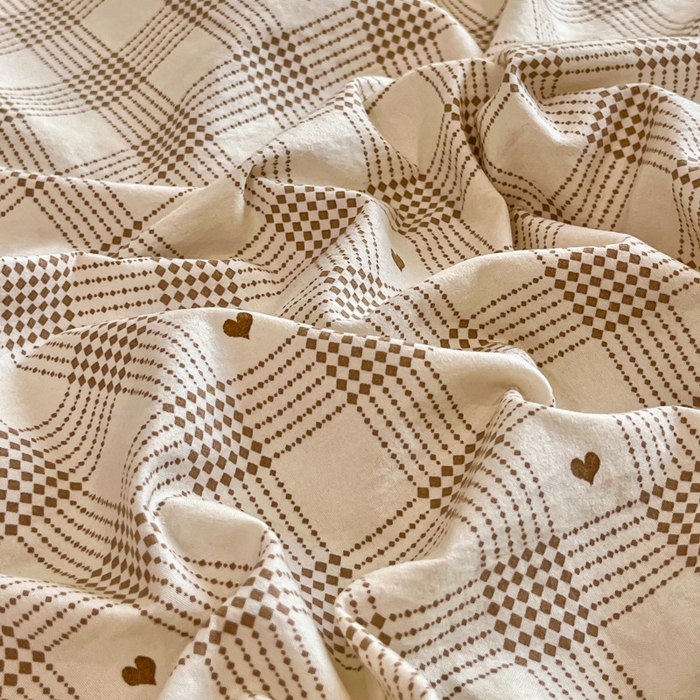 91家纺网 家纺一手货源 找家纺 尚美 2026新款法式复古大花边仿棉床盖四件套 甜心格