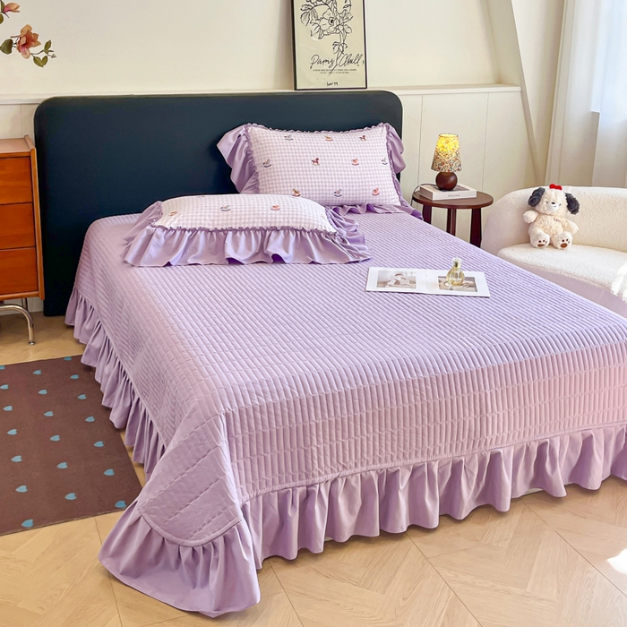 91家纺网 家纺一手货源 找家纺 尚美 2026新款法式复古大花边仿棉床盖四件套 小木马