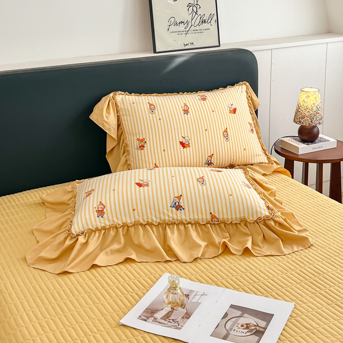 91家纺网 家纺一手货源 找家纺 尚美 2026新款法式复古大花边仿棉床盖四件套 星星伙伴