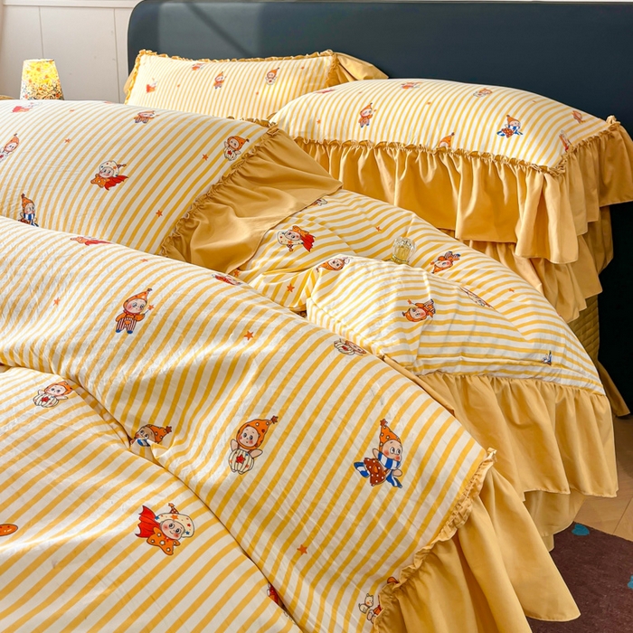 91家纺网 家纺一手货源 找家纺 尚美 2026新款法式复古大花边仿棉床盖四件套 星星伙伴