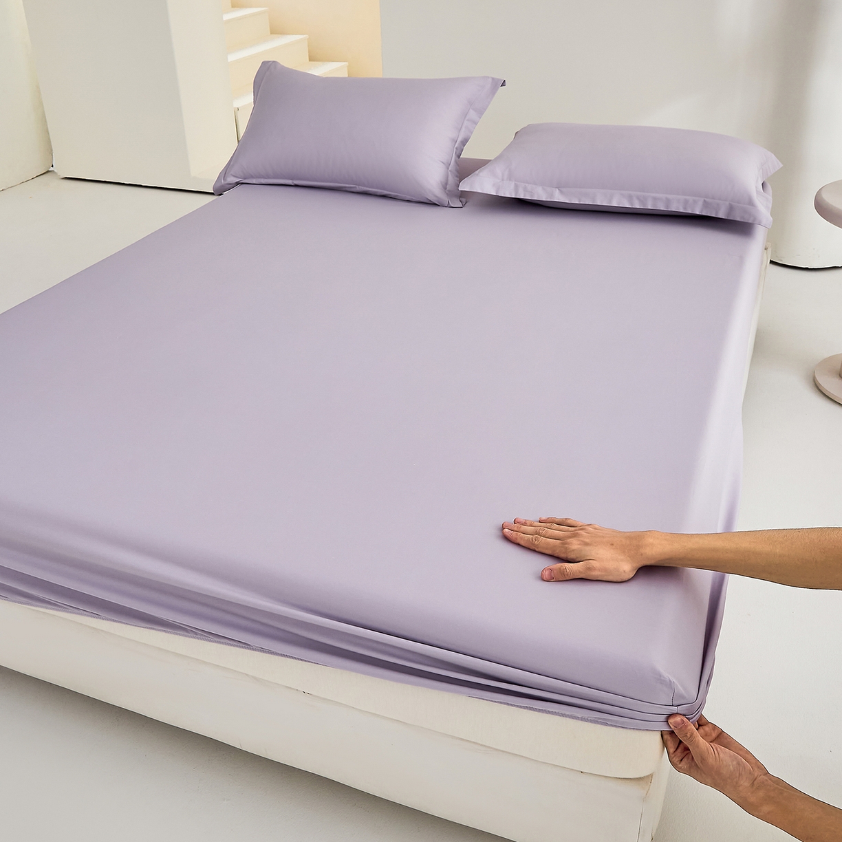 91家纺网 家纺一手货源 找家纺 （总）元元家居（元元被业） 2026新款全棉纯棉13372套件及单品【纯色款】-单床笠床笠单件