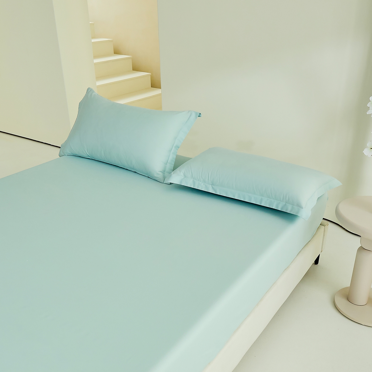 91家纺网 家纺一手货源 找家纺 元元家居（元元被业） 2026新款全棉纯棉13372套件及单品【纯色款】-单床笠床笠单件 天梦蓝