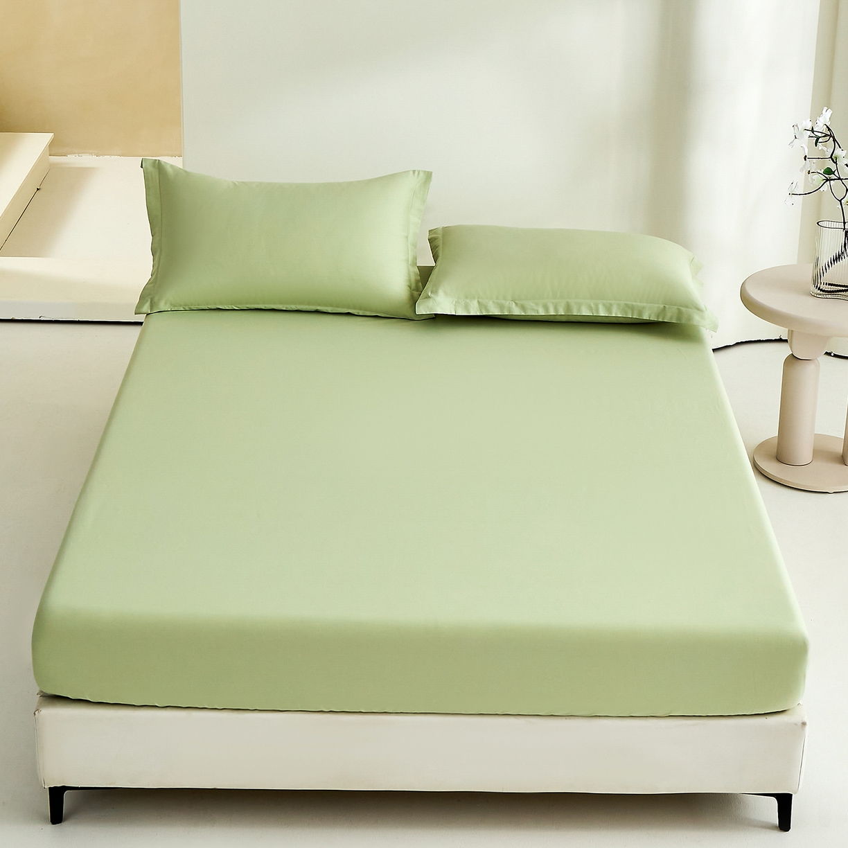 91家纺网 家纺一手货源 找家纺 元元家居（元元被业） 2026新款全棉纯棉13372套件及单品【纯色款】-单床笠床笠单件 麦田绿