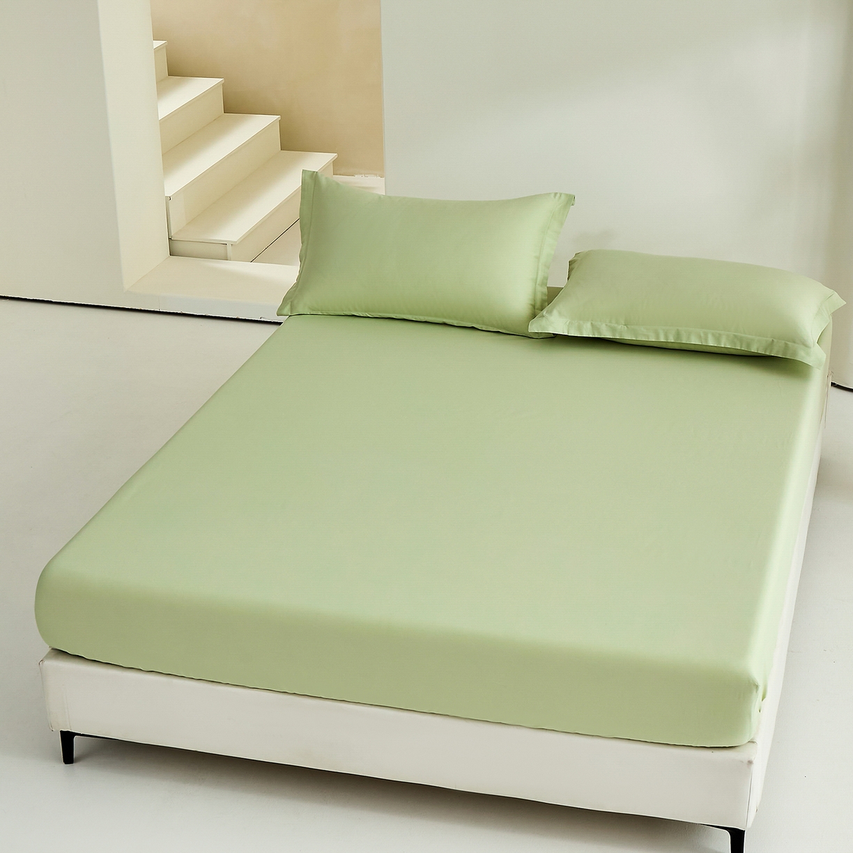 91家纺网 家纺一手货源 找家纺 元元家居（元元被业） 2026新款全棉纯棉13372套件及单品【纯色款】-单床笠床笠单件 麦田绿