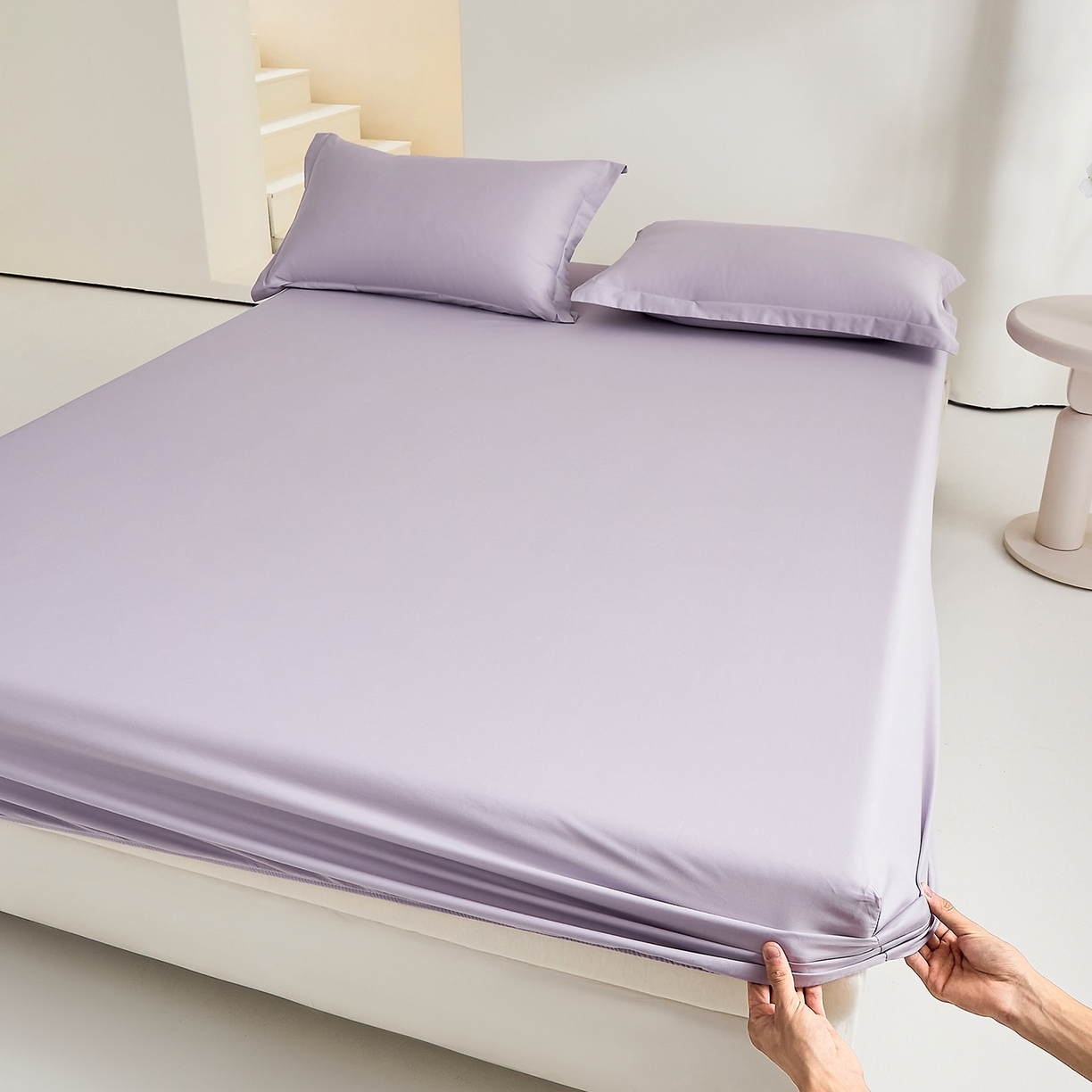 91家纺网 家纺一手货源 找家纺 元元家居（元元被业） 2026新款全棉纯棉13372套件及单品【纯色款】-单床笠床笠单件 罗兰紫