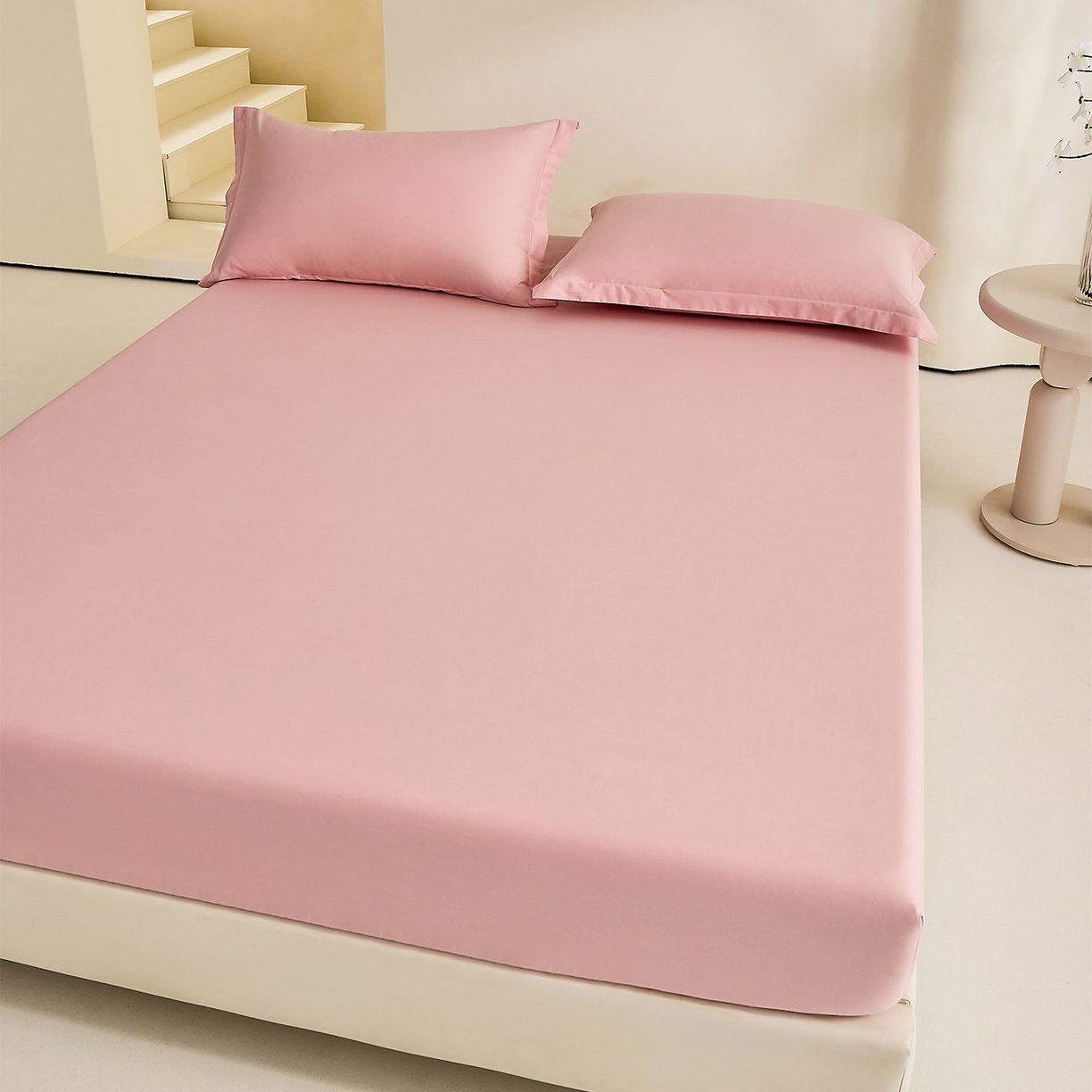 91家纺网 家纺一手货源 找家纺 元元家居（元元被业） 2026新款全棉纯棉13372套件及单品【纯色款】-单床笠床笠单件 果粉