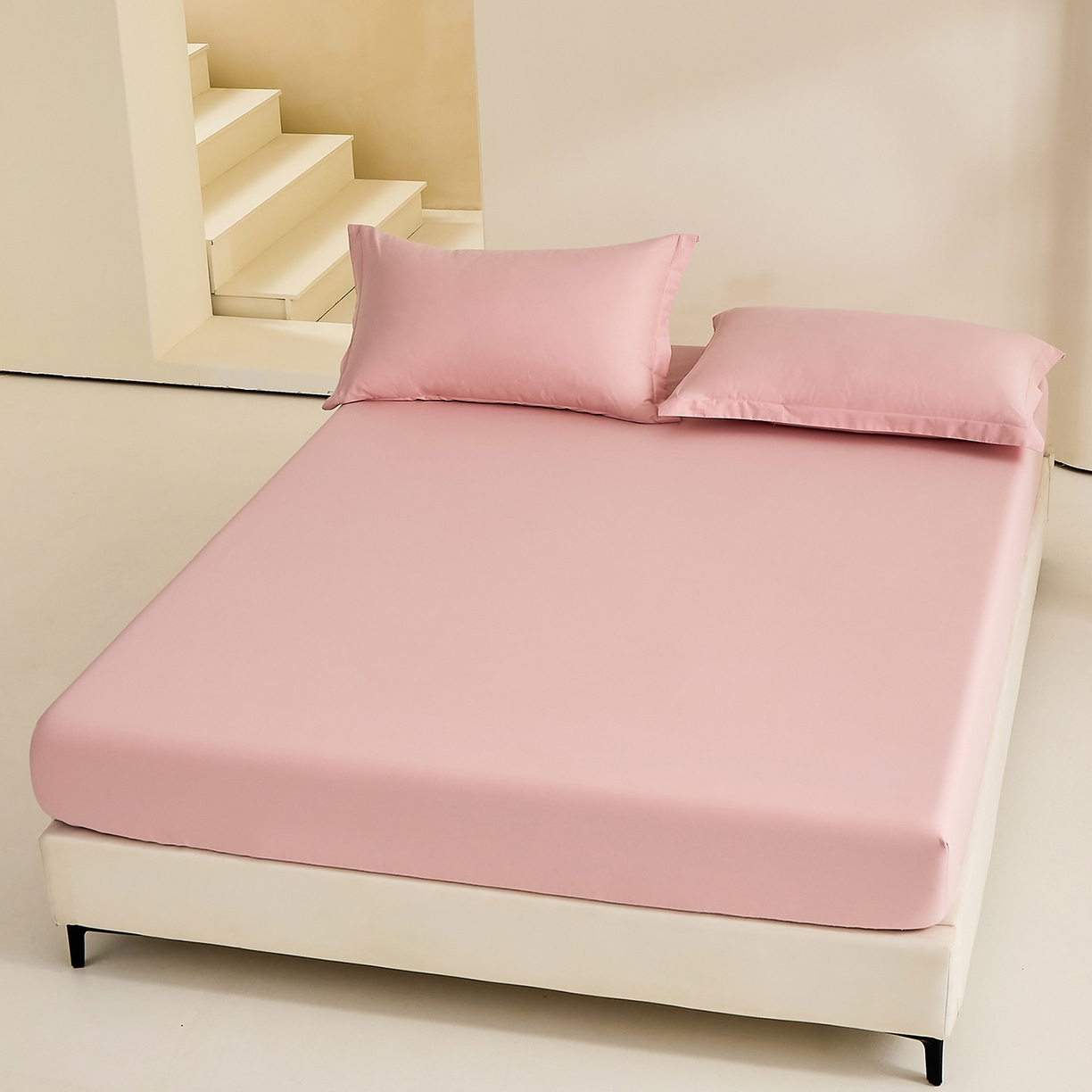 91家纺网 家纺一手货源 找家纺 元元家居（元元被业） 2026新款全棉纯棉13372套件及单品【纯色款】-单床笠床笠单件 果粉