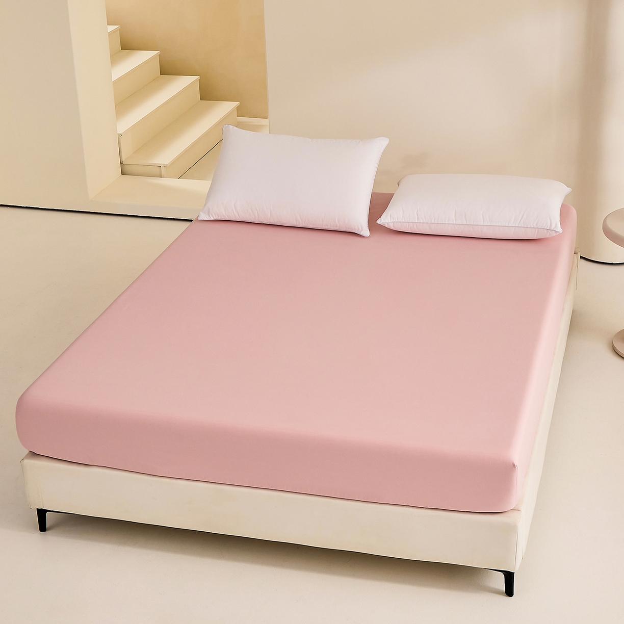 91家纺网 家纺一手货源 找家纺 元元家居（元元被业） 2026新款全棉纯棉13372套件及单品【纯色款】-单床笠床笠单件 果粉