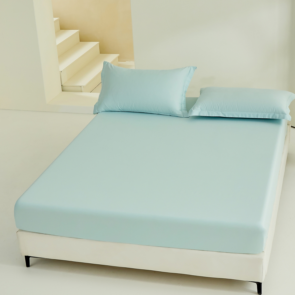 91家纺网 家纺一手货源 找家纺 元元家居（元元被业） 2026新款全棉纯棉13372套件及单品【纯色款】-单床笠床笠单件 天梦蓝