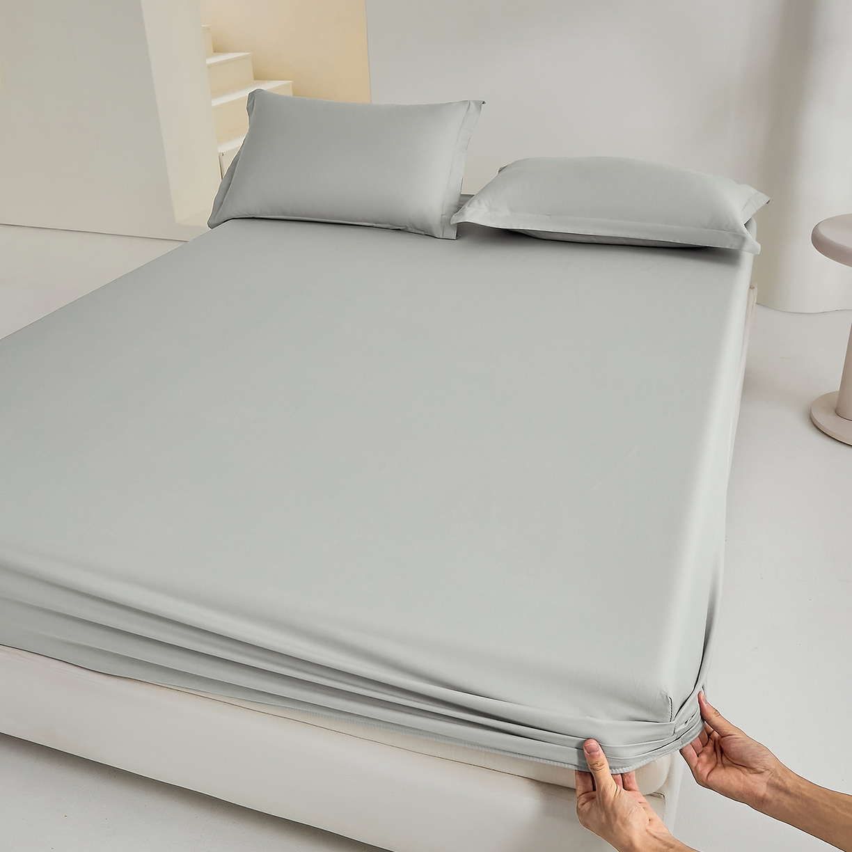 91家纺网 家纺一手货源 找家纺 元元家居（元元被业） 2026新款全棉纯棉13372套件及单品【纯色款】-单床笠床笠单件 雅灰