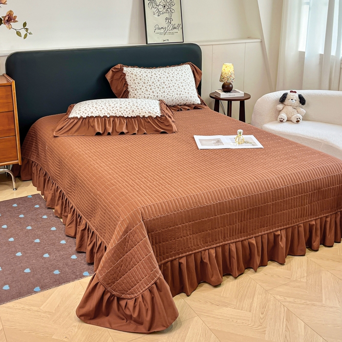 91家纺网 家纺一手货源 找家纺 尚美 2026新款法式复古大花边仿棉床盖四件套 幸运花