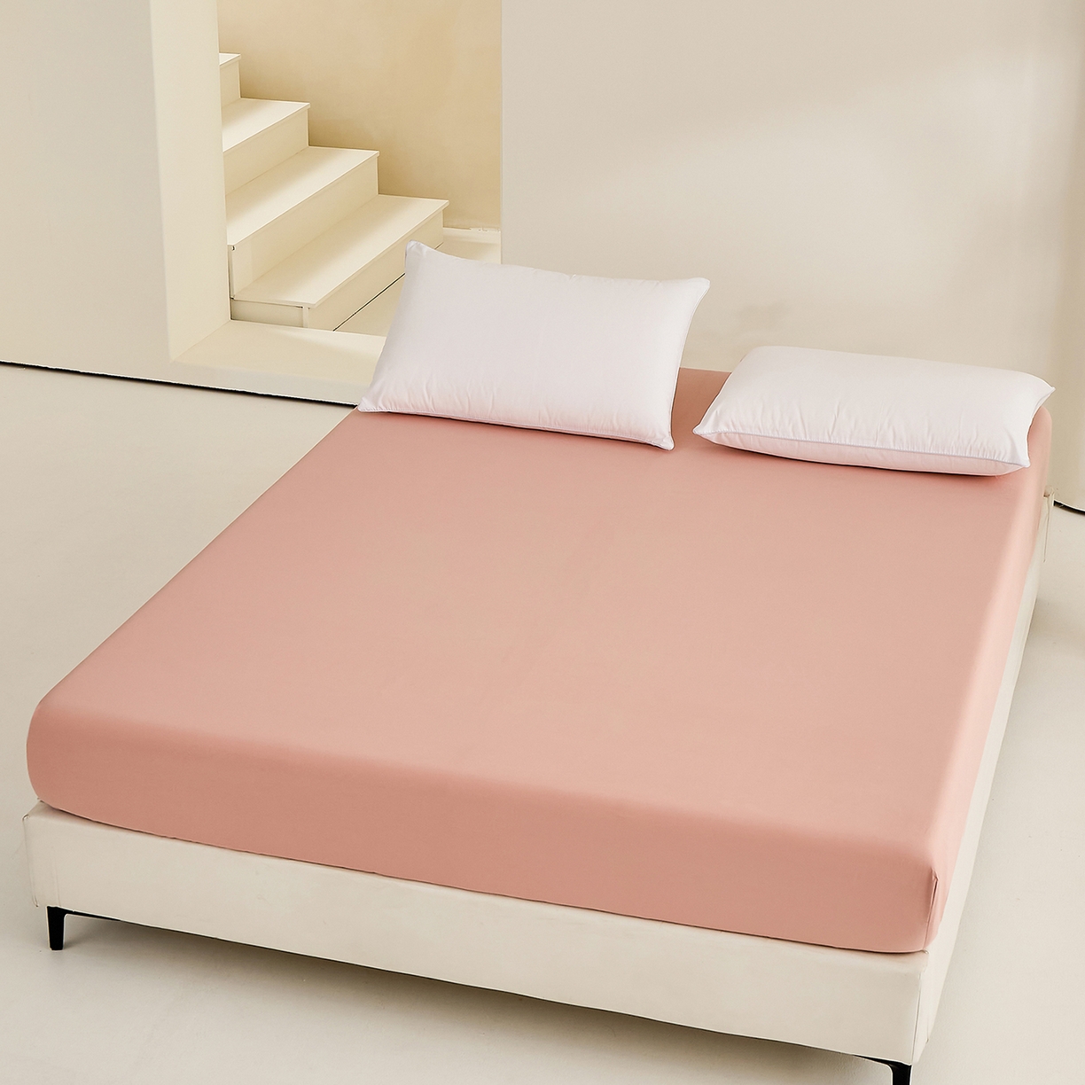 91家纺网 家纺一手货源 找家纺 元元家居（元元被业） 2026新款全棉纯棉13372套件及单品【纯色款】-单床笠床笠单件 炫彩粉