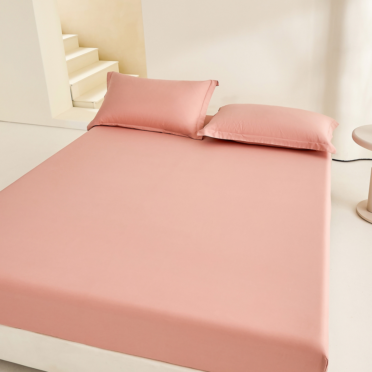 91家纺网 家纺一手货源 找家纺 元元家居（元元被业） 2026新款全棉纯棉13372套件及单品【纯色款】-单床笠床笠单件 炫彩粉