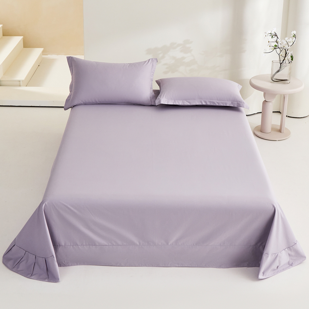 91家纺网 家纺一手货源 找家纺 元元家居（元元被业） 2026新款全棉纯棉13372套件及单品【纯色款】-单床单床单单件 罗兰紫